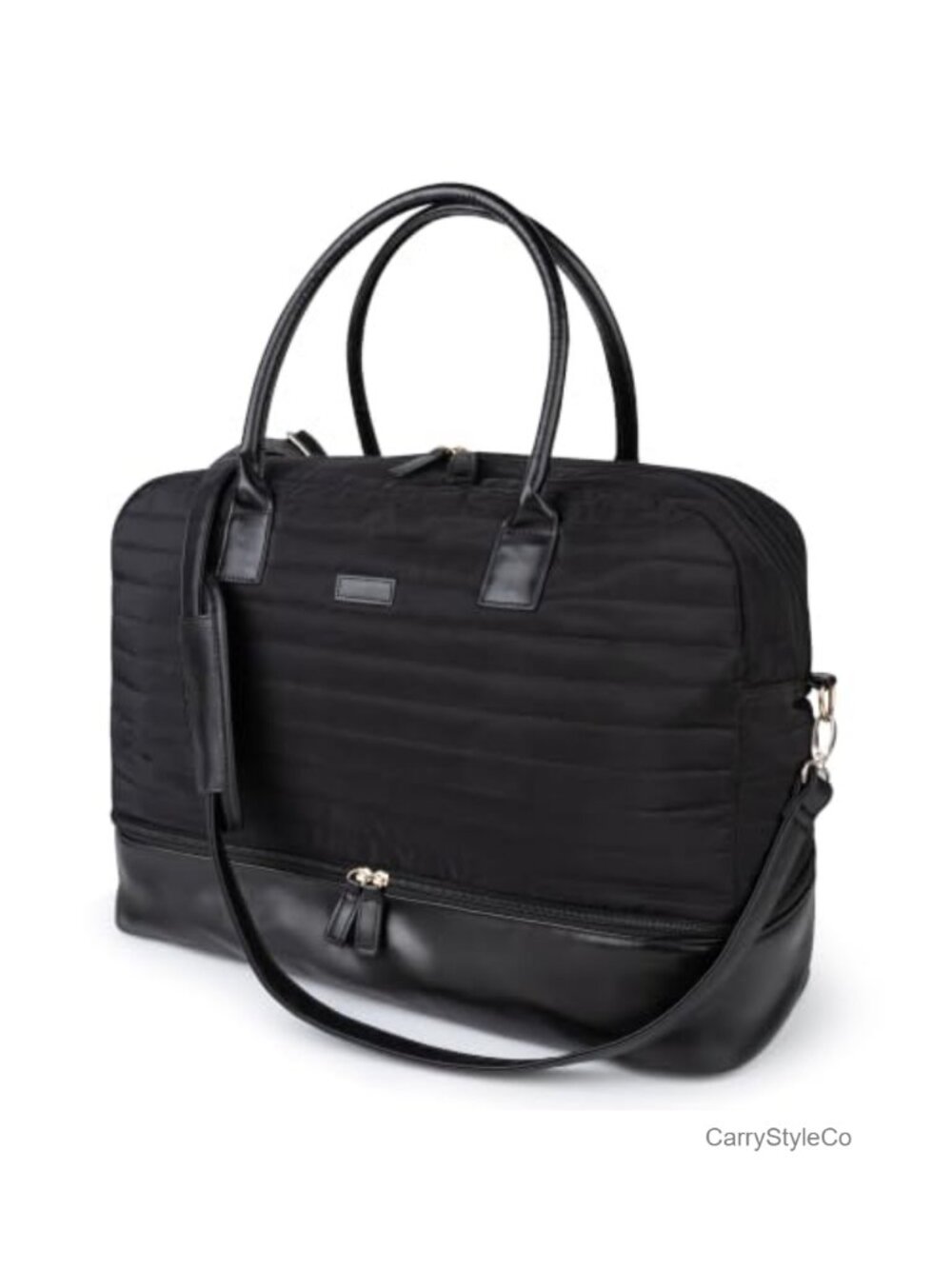 Canvas Weekender Bag Travel Duffel with Shoe Compartment Trolley Sleeve